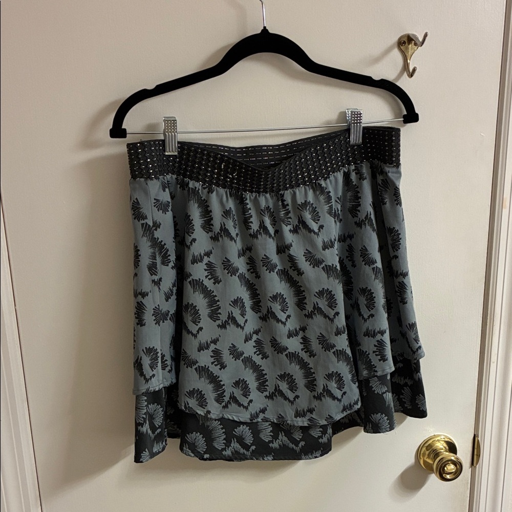 FP Movement by Free People Black and Olive Green High Low Skirt Sz M